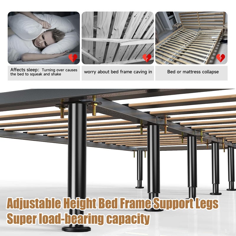 Laowu Set Of 4 Adjustable Bed Legs Replacement  Upgrade Under Bed Support Leg With Wider Base  Heavy Metal Bed Frame Center Support Legs For Platform Bed  Height 7"" To 12.6"" Bed Legs For Adjustable Bed Base - Image 3